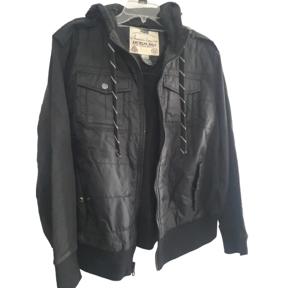 American Rag hooded jacket with nylon accents size large